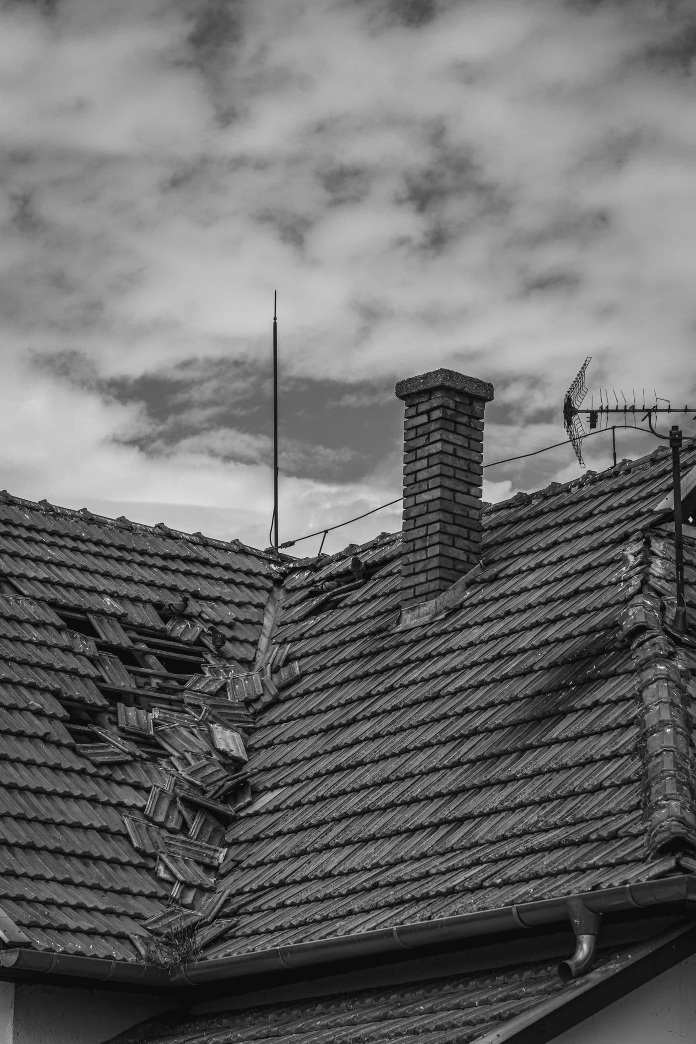 Documenting storm damage on a roof